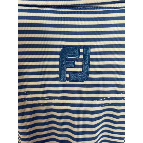 FootJoy FJ Golf Polo Shirt Blue White Stripe Stretch The Plantation Men's Size L - Picture 6 of 10